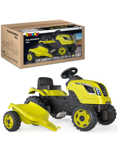 S7600710130,Tractor cu pedale si remorca Smoby Farmer XL verde
