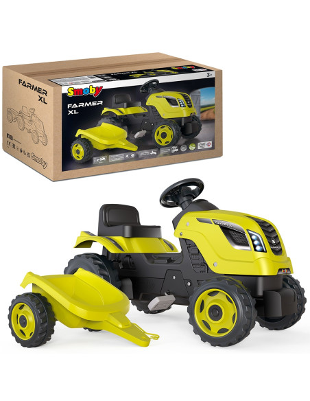 S7600710130,Tractor cu pedale si remorca Smoby Farmer XL verde