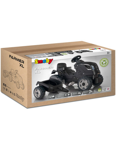 S7600710131,Tractor cu pedale si remorca Smoby Farmer XL negru