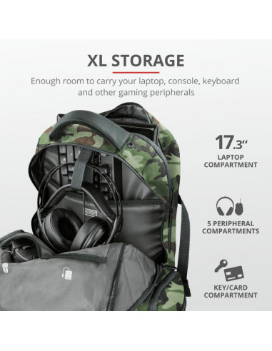 Rucsac Trust GXT 1250G Hunter Gaming Backpack for 17.3" laptops