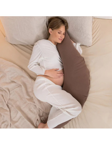 BB-35001028,Doomoo - Perna mare 3 in 1 Comfy Big Tetra Chocolate din bumbac organic: perna gravide, suport pentru hranire, supor