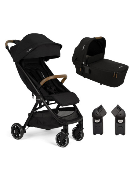 BB-ST15713CVRGLSET2,Nuna - Set carucior ultracompact TRVL Caviar + Adaptori TRVL + Landou LYTL Caviar