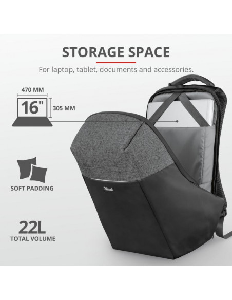 Rucsac Trust Nox Anti-theft Backpack 16" Black,TR-23083