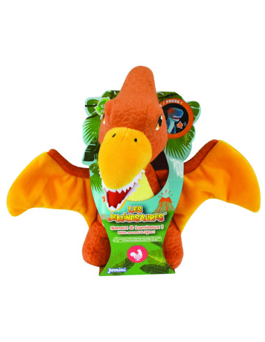 JE024176P,Jucarie Plus Muzicala Jemini Cu Lumini 25cm Dino Pteranodon