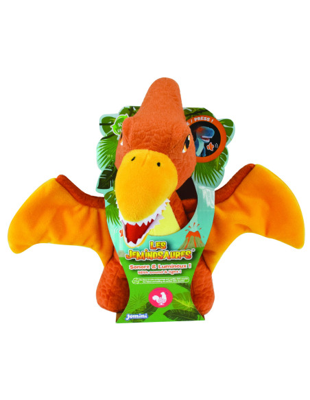 JE024176P,Jucarie Plus Muzicala Jemini Cu Lumini 25cm Dino Pteranodon