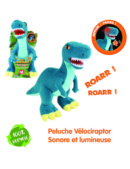 JE024176,Jucarie Plus Muzicala Jemini Cu Lumini 25cm Velociraptor
