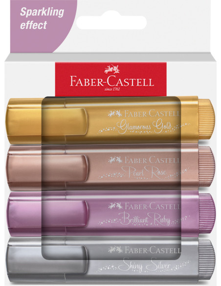 FC254674,Textmarker set 4 metalizat cutie carton 2024 faber-castell FC254674,Textmarker set 4 metalizat cutie carton 2024 faber-castell