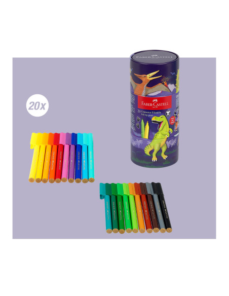 FC155546,Carioca 20 culori dinozauri connector faber-castell