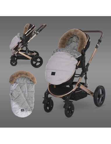 10420030002,Sac termic de iarna pentru carucior, captuseala polar, impermeabil, Luxe Black, Grey 10420030002,Sac termic de iarna pentru carucior, captuseala polar, impermeabil, Luxe Black, Grey