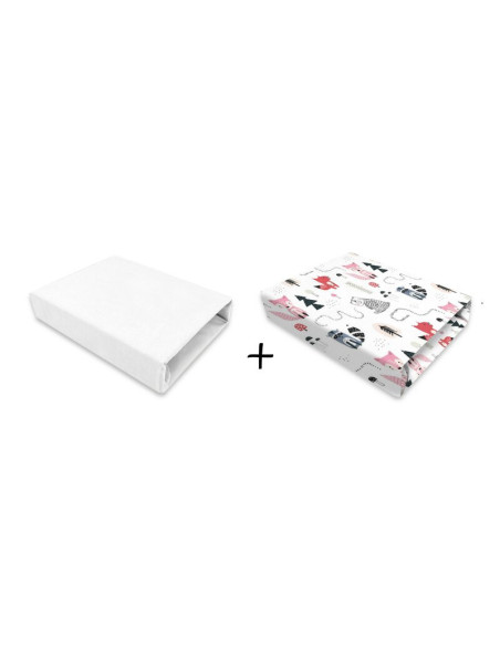 BN-6426972024723,Set 2 cearceafuri cu elastic, MimiNu, Pentru patut leagan sau patut co-sleeper, 90x50 cm, Din bumbac, Material 