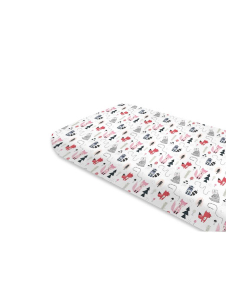 BN-6426972024754,Cearceaf cu elastic, MimiNu, Pentru pat 160x80 cm, Din bumbac certificat Oeko Tex Standard 100, Fox