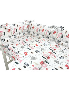 BN-6426972024785,Lenjerie patut cu 5 piese, MimiNu, Pentru patut 120x60 cm, Cu pilota si perna, Din bumbac certificat Oeko Tex S 2