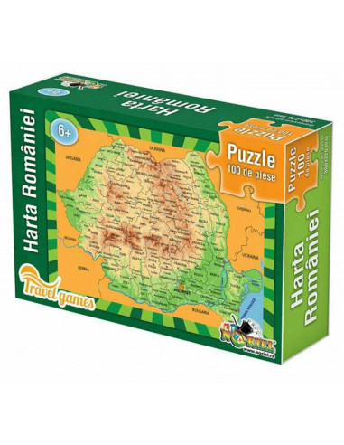 Puzzle Noriel Harta Romaniei Travel Size, 100 piese,NOR4512