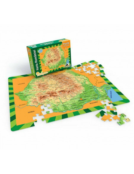 Puzzle Noriel Harta Romaniei Travel Size, 100 piese,NOR4512
