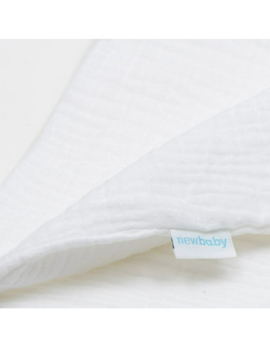 BN-54325,Paturica moale bebe, New Baby, 80x100 cm, Din muselina, 100% bumbac certificat Oeko Tex Standard 100, White