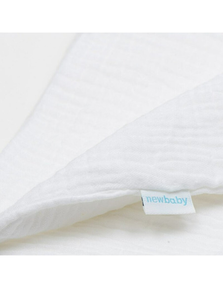 BN-54325,Paturica moale bebe, New Baby, 80x100 cm, Din muselina, 100% bumbac certificat Oeko Tex Standard 100, White