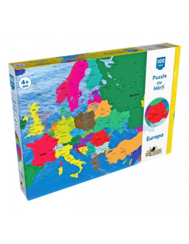 Puzzle Noriel cu harti, Harta Europei, 100 piese,NOR2808
