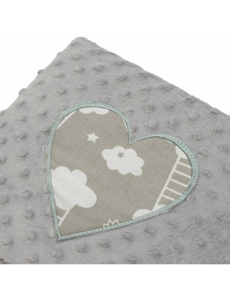 BN-42796,Set 3 piese, New Baby, Luxury, Baby Nest cu doua fete, Cu paturica si pernuta in forma de inima, Minky Heart Cloud