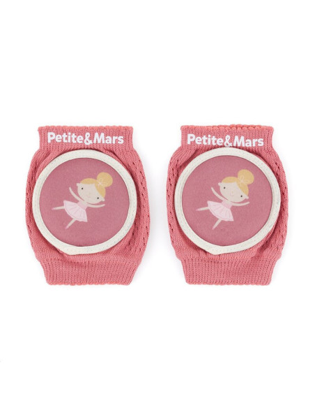 BN-522820,Genunchiere cu pernute, Petite&Mars, Cu elastic, Material respirabil, Stratul antiderapant, 13x10 cm, 6 luni+, Roz