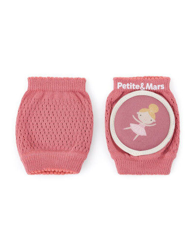 BN-522820,Genunchiere cu pernute, Petite&Mars, Cu elastic, Material respirabil, Stratul antiderapant, 13x10 cm, 6 luni+, Roz