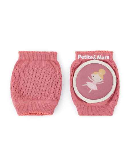 BN-522820,Genunchiere cu pernute, Petite&Mars, Cu elastic, Material respirabil, Stratul antiderapant, 13x10 cm, 6 luni+, Roz