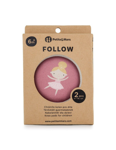 BN-522820,Genunchiere cu pernute, Petite&Mars, Cu elastic, Material respirabil, Stratul antiderapant, 13x10 cm, 6 luni+, Roz