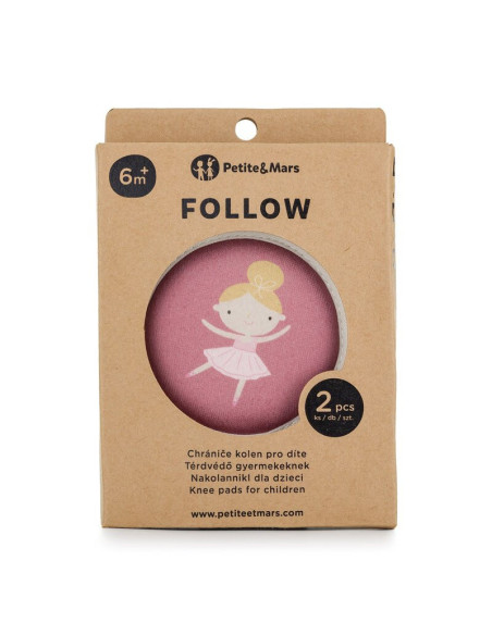 BN-522820,Genunchiere cu pernute, Petite&Mars, Cu elastic, Material respirabil, Stratul antiderapant, 13x10 cm, 6 luni+, Roz