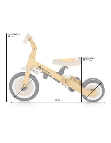 BN-613818,Tricicleta, Petite&Mars, Turbo, 5 in 1, Multifunctionala, Vehicul de impins, Bicicleta cu/fara pedale, Cu maner de ghi