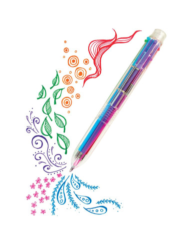 132-045,Pix cu gel multicolor cu 6 culori si mecanism retractabil