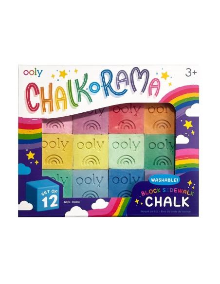 124-007,Creta lavabila Chalk-O-Rama, set de 12 cuburi, perfecta pentru desen pe asfalt