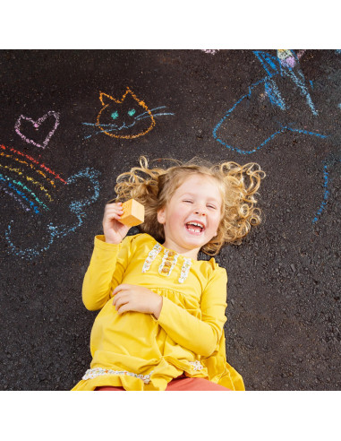 124-007,Creta lavabila Chalk-O-Rama, set de 12 cuburi, perfecta pentru desen pe asfalt