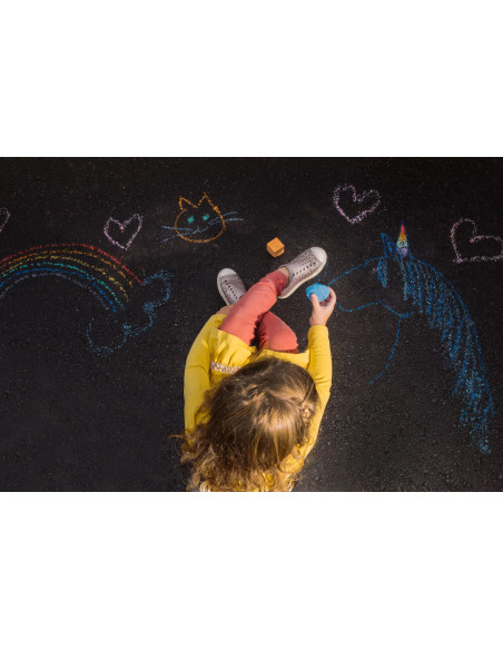 124-007,Creta lavabila Chalk-O-Rama, set de 12 cuburi, perfecta pentru desen pe asfalt