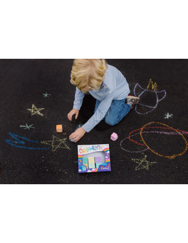 124-007,Creta lavabila Chalk-O-Rama, set de 12 cuburi, perfecta pentru desen pe asfalt
