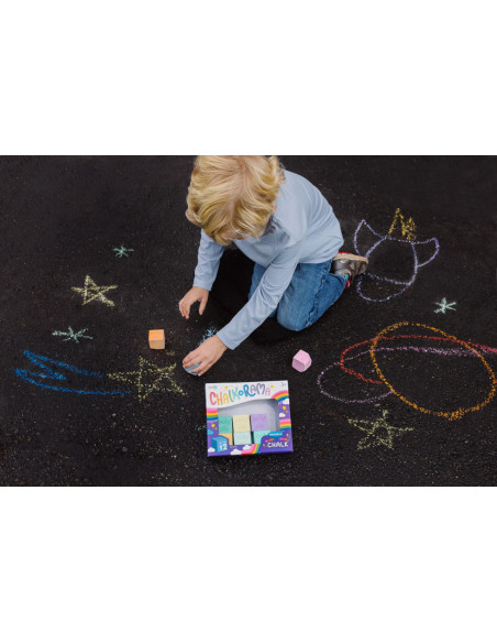 124-007,Creta lavabila Chalk-O-Rama, set de 12 cuburi, perfecta pentru desen pe asfalt