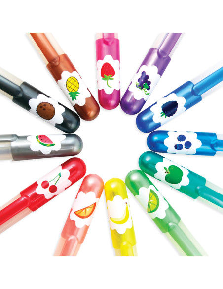 132-14,Pixuri cu gel colorate cu sclipici, parfumate, Yummy Yummy - Set de 12