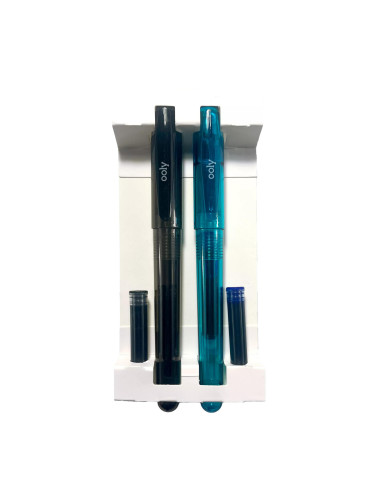 132-153,Stilouri Splendid Duo - set de 2 stilouri cu 4 rezerve de cerneala albastra si neagra