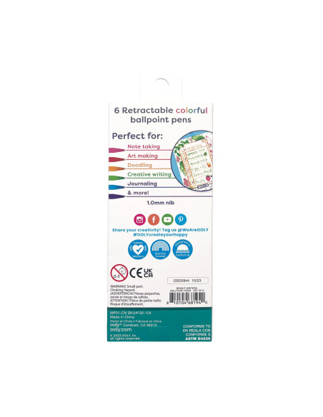 132-154,Pixuri colorate retractabile Bright Writers - set de 6