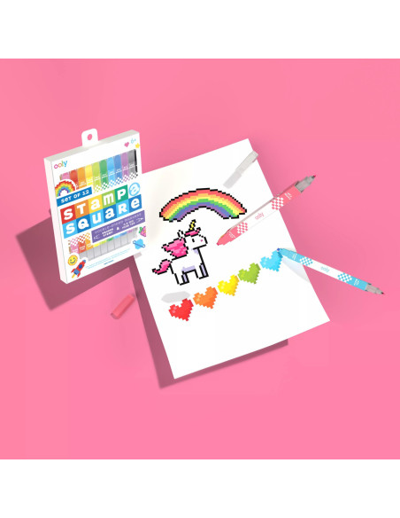 130-112,Carioci duble cu stampila patrata si varf subtire - set de 12