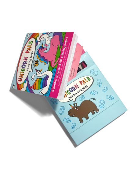 138-026,Set carte de colorat si creioane colorate - portabil, Unicorni