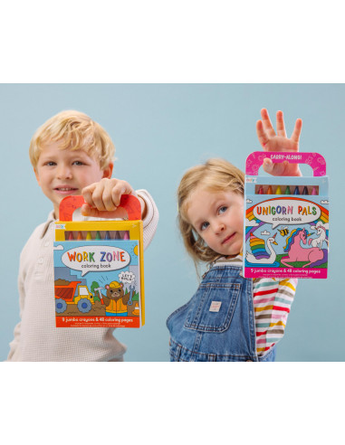 138-027,Set carte de colorat si creioane colorate - portabil, Constructii