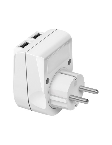 PA0246,PRIZA LOGILINK, Schuko x 1, USB x 2 5 V/2.1 A, max. 10.5 W, 230 V/16 A, 50 Hz, max. 3600 W, IP20, LED activate, alb "PA02