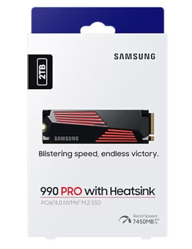 MZ-V9P2T0GW,SSD Samsung PCIE G4 M.2 NVME 2TB W/HS/990 PRO "MZ-V9P2T0GW"
