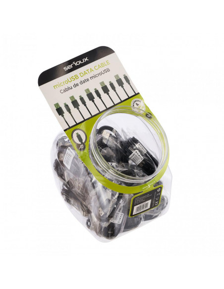 Borcan Serioux, cablu microUSB, 1m, 50buc, negru,SRXAJARMUSB2BK