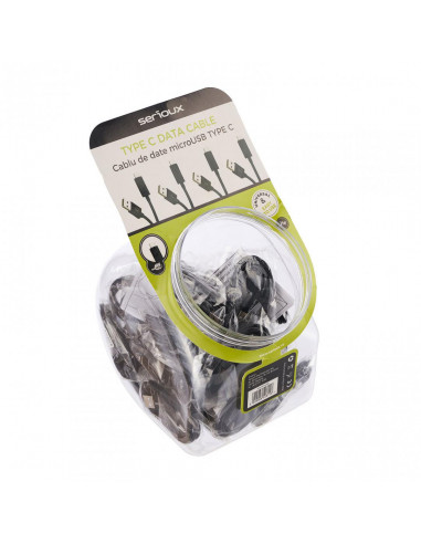 Borcan Serioux, cablu tip C, 1m, 50buc, negru,SRXAJARTYPC2BK