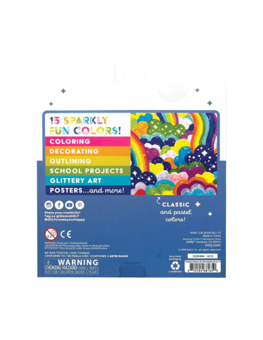 130-113,Carioci cu sclipici Rainbow Sparkle, set de 15 culori