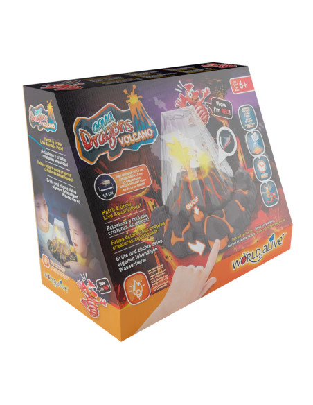 AD6102,Set educativ STEM - AQUA DRAGONS Habitat VULCAN cu lava - acvariu cu LED si Aqua Dragons rosii