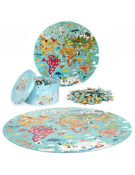 434-9C4-C87,Puzzle rotund, 150 piese, Boppi - Harta Lumii 434-9C4-C87,Puzzle rotund, 150 piese, Boppi - Harta Lumii