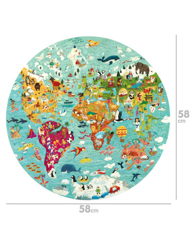 434-9C4-C87,Puzzle rotund, 150 piese, Boppi - Harta Lumii 434-9C4-C87,Puzzle rotund, 150 piese, Boppi - Harta Lumii
