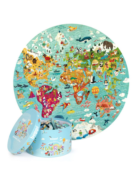434-9C4-C87,Puzzle rotund, 150 piese, Boppi - Harta Lumii 434-9C4-C87,Puzzle rotund, 150 piese, Boppi - Harta Lumii