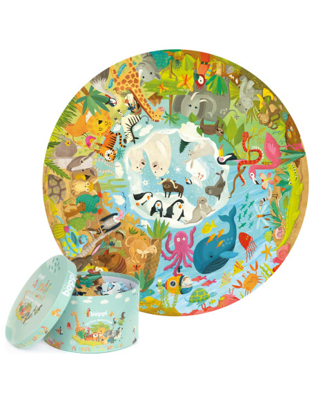 C32-1F8-394,Puzzle rotund, 150 piese, Boppi - Animale din intreaga lume C32-1F8-394,Puzzle rotund, 150 piese, Boppi - Animale din intreaga lume